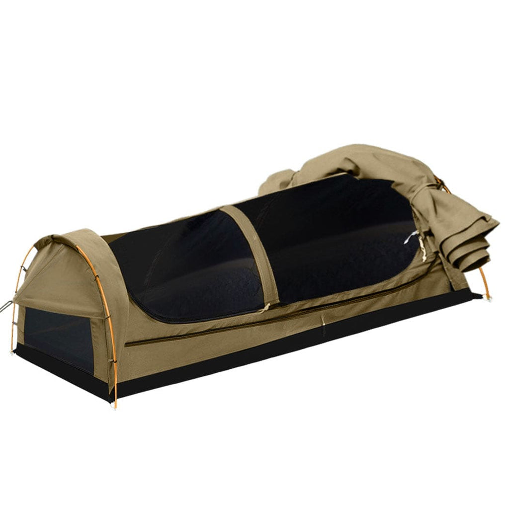 Mountview Double Swag Camping Swags Canvas Dome Tent Hiking Mattress Khaki