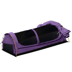 Mountview Double Swag Camping Swags Canvas Dome Tent Hiking Mattress Purple