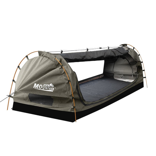 Mountview King Single Swag Camping Swags Canvas Dome Tent Free Standing Grey