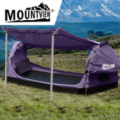 Mountview King Single Swag Camping Swags Canvas Dome Tent Free Standing Purple