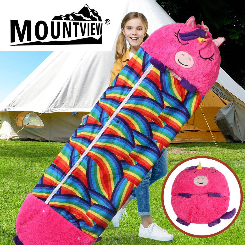 Mountview Sleeping Bag Child Pillow Kids Bags Happy Napper Gift Unicorn 180cm L