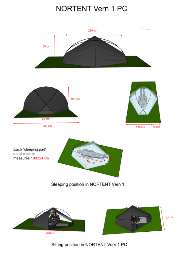 1 Person Camping & Hiking Tent - Vern 1 PC Tent - 3.50kg by Nortent