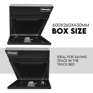 Under Tray Tool Box Underbody Pair Set 600mm Black Aluminium