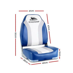 Seamanship 2X Folding Boat Seats Seat Marine Seating Set All Weather Swivels