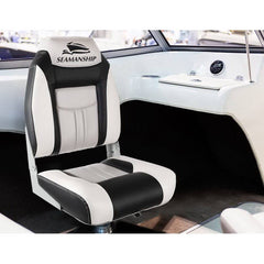 Seamanship Set of 2 Folding Swivel Boat Seats - Grey & Black