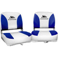 Seamanship Set of 2 Folding Swivel Boat Seats - White & Blue