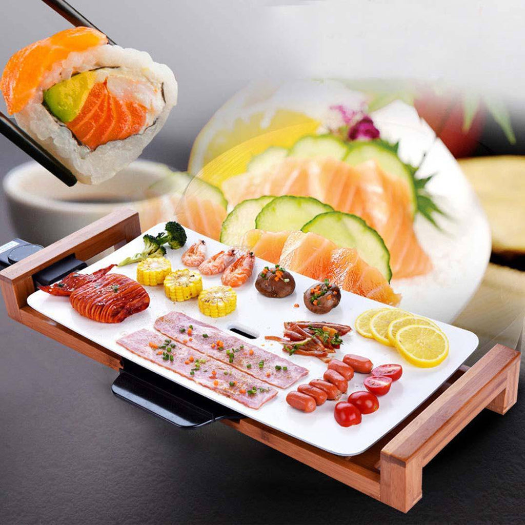 Electric Ceramic BBQ Grill Non-stick Surface Hot Plate for Indoor & Outdoor White