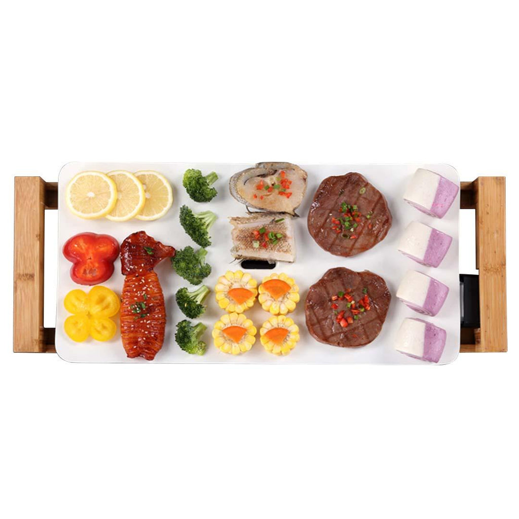 Electric Ceramic BBQ Grill Non-stick Surface Hot Plate for Indoor & Outdoor White