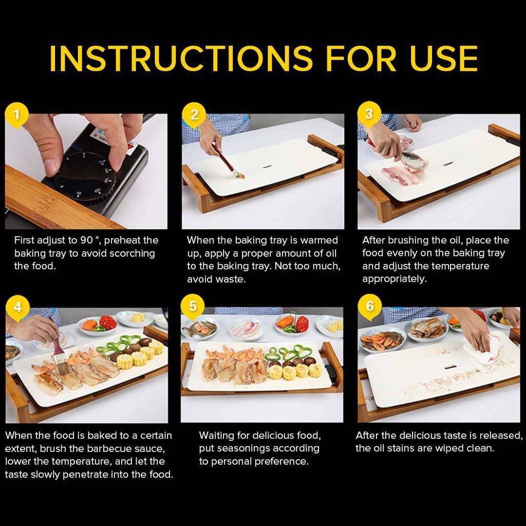 Electric Ceramic BBQ Grill Non-stick Surface Hot Plate for Indoor & Outdoor Stone