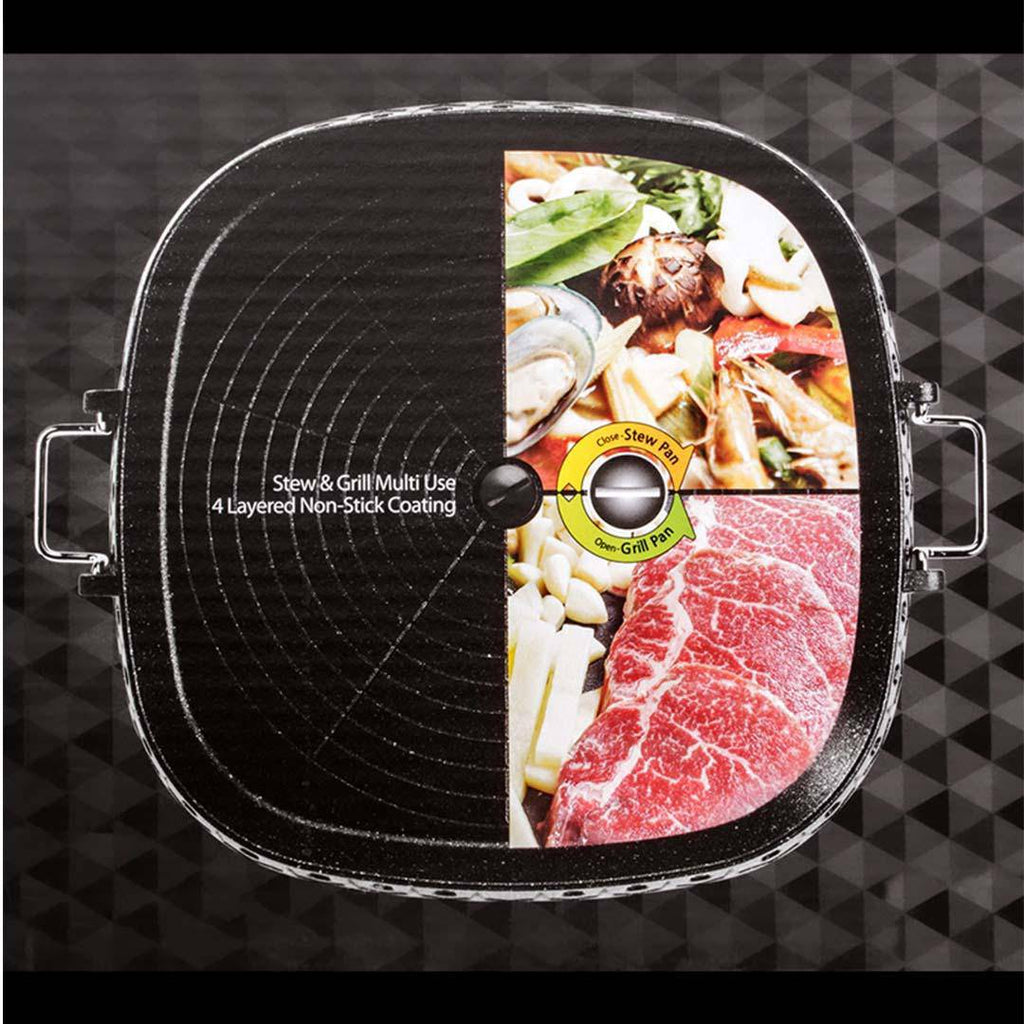 Portable Korean BBQ Butane Gas Stove Stone Grill Plate Non Stick Coated Square