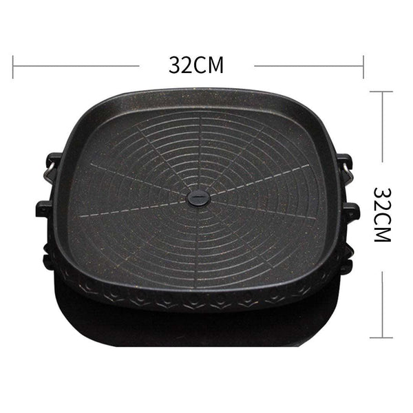 Portable Korean BBQ Butane Gas Stove Stone Grill Plate Non Stick Coated Square