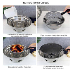 BBQ Grill Stainless Steel Portable Smokeless Charcoal Grill Home Outdoor Camping