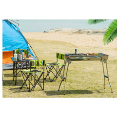Skewers Grill with Side Tray Portable Stainless Steel Charcoal BBQ Outdoor 6-8 Persons