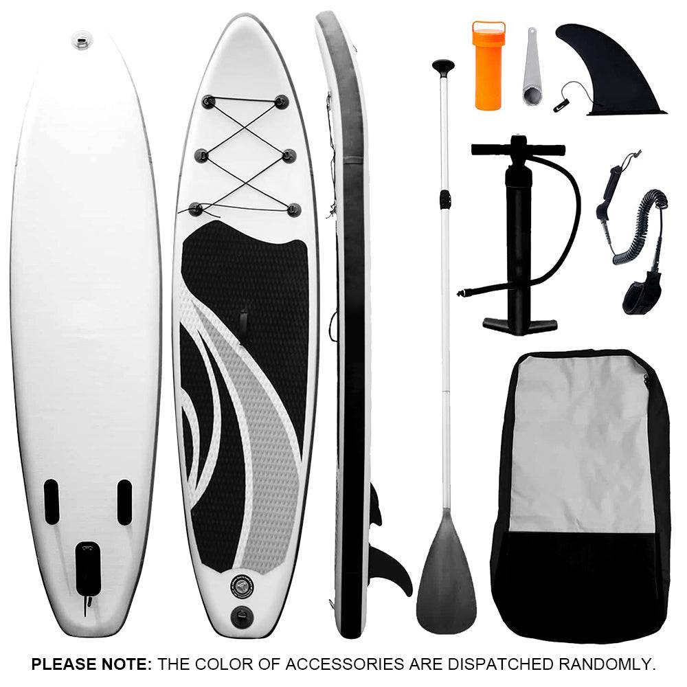 300x76x15CM Stand Up Paddle SUP Inflatable Surfboard Paddleboard W/ Accessories & Backpack - 10K-Black/White