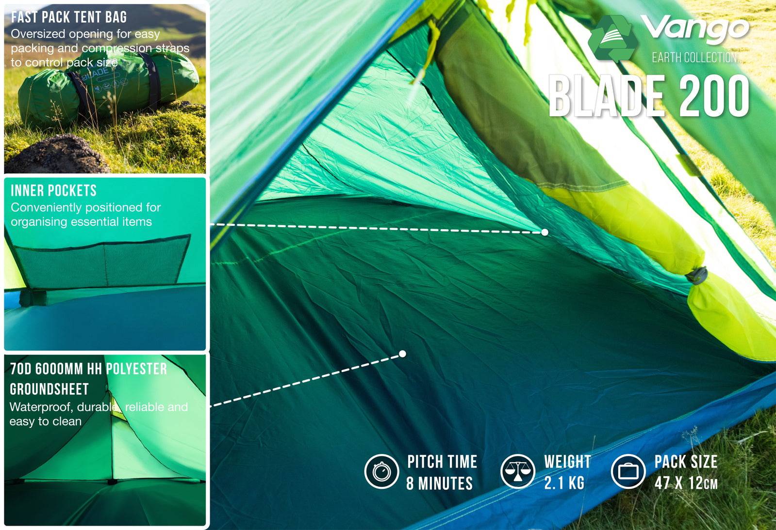 blade 200 tent 2 Person Tent - Blade 200 - 2.15kg by Vango - Premium Camping Gear for Australian Adventures