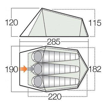 3 Person Camping & Touring Tent - Helix 300 - 2.53kg by Vango