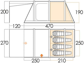4 Person Camping & Touring Tent - Solaris 400 Airbeam Tent with Footprint by Vango