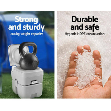 20L Portable Outdoor Camping Toilet with Carry Bag- Grey