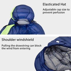 Down Fill Ultralight Sleeping Bag for Hammock Tent Waterproof Winter Mummy Sleeping Bags for Camping Outdoor Adults Kids