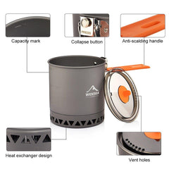 Tableware for Camping 1.6L Pot Tourist Dishes Tourism Hiking Picnic Cooking Supplies Equipment Cookware Trekking Bowler