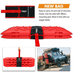 X-BULL 2 Pairs Recovery tracks Sand Mud Snow 4WD / 4x4 ATV Offroad Stronger Gen 3.0 - Red