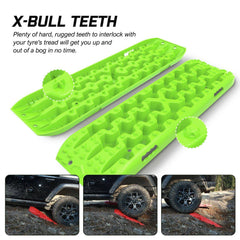 X-BULL Recovery tracks kit Boards Sand Mud Trucks 6pcs strap mounting 4x4 Sand Snow Car green GEN3.0