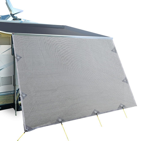 3.7M Caravan Privacy Screens 1.95m Roll Out Awning End Wall Side Sun Shade - Camping Australia