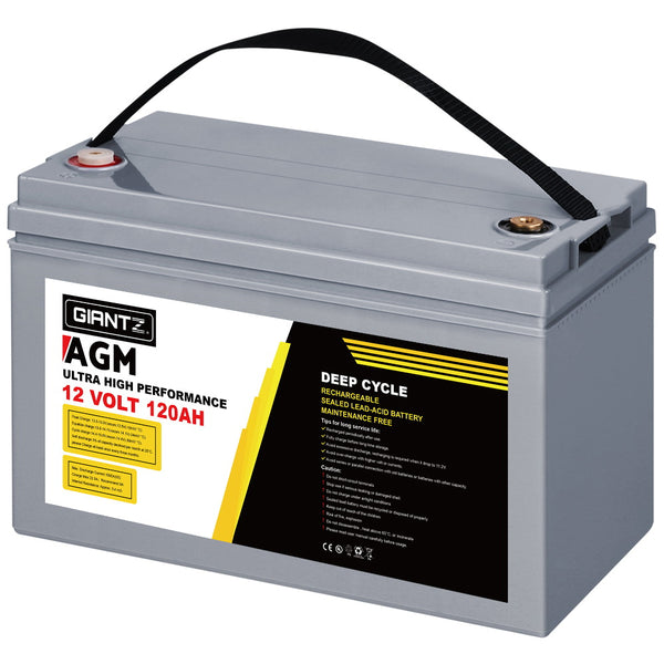 Giantz AGM Deep Cycle Battery 12V 120Ah Marine Sealed Power Portable Box Sola - Camping Australia