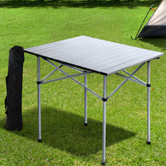 Weisshorn Camping Table Roll Up Aluminum Portable Desk Picnic 70CM - Camping Australia
