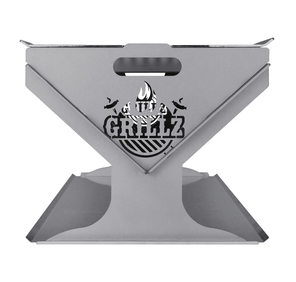 Grillz Fire Pit BBQ Outdoor Camping Portable Patio Heater Folding Packed Steel - Camping Australia