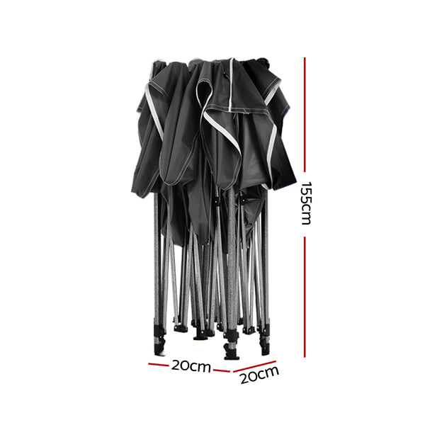 Instahut Gazebo Pop Up Marquee 3x3 Outdoor Wedding Base Pod Kit Black - Camping Australia