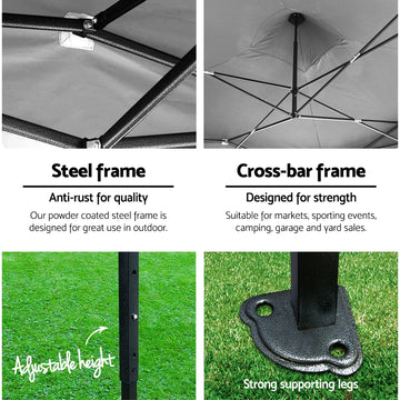 Instahut Gazebo Pop Up Marquee 3x3 Outdoor Wedding Base Pod Kit Navy - Camping Australia