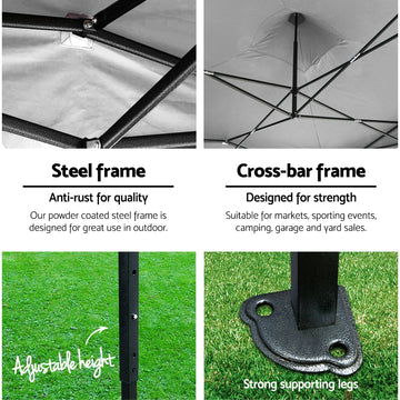 Instahut Gazebo Pop Up Marquee 3x3 Outdoor Wedding Base Pod Kit White - Camping Australia