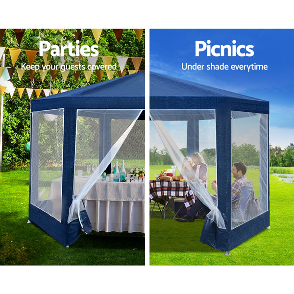 Instahut Gazebo Wedding Party Marquee Tent Canopy Outdoor Camping Gazebos Navy - Camping Australia