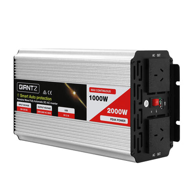 Giantz Power Inverter 1000W or 2000W Pure Sine Wave 12V-240V Camping Boat Caravan - Camping Australia