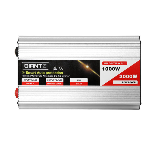 Giantz Power Inverter 1000W or 2000W Pure Sine Wave 12V-240V Camping Boat Caravan - Camping Australia