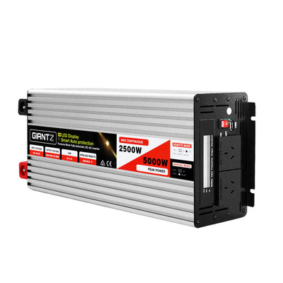Giantz Power Inverter 12V to 240V 2500W/5000W Pure Sine Wave Camping Car Boat - Camping Australia