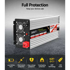 Giantz Power Inverter 3000W or 6000W Pure Sine Wave 12V-240V Camping Boat Caravan - Camping Australia