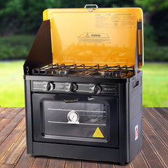 Devanti 3 Burner Portable Oven - Black & Yellow - Camping Australia