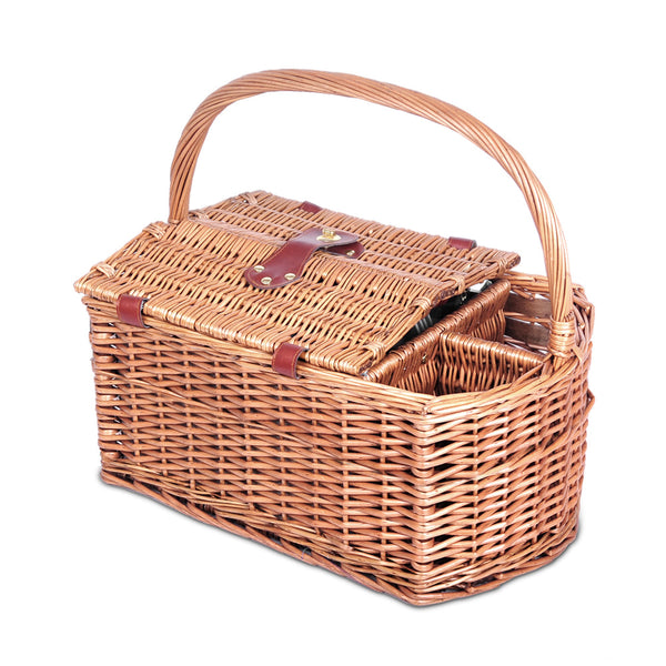 Alfresco 4 Person Picnic Basket Set Basket Outdoor Insulated Blanket Deluxe - Camping Australia