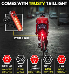 Waterproof Rechargeable LED Bike Lights Set (2000mah Lithium Battery, IPX4, 2 USB Cables) - Camping Australia