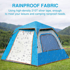 2-4 Person Instant Pop-Up Camping Tent - Waterproof, Windproof, UV Protected, Blue