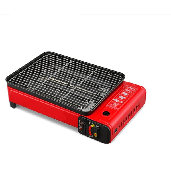 Portable Gas Stove Burner Butane BBQ Camping Gas Cooker With Non Stick Plate Orange - Camping Australia