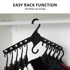 WING 50 Set Black Plus Hanger Multiple Clothes Rack Organizer Foldable - Camping Australia