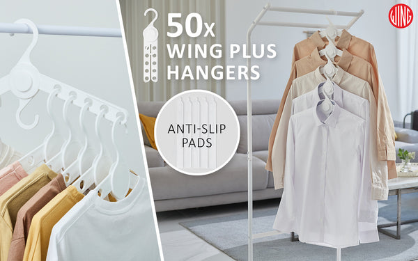 WING 50 Set White Plus Hanger Multiple Clothes Rack Organizer Foldable - Camping Australia