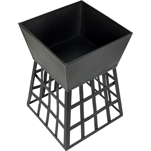 Black Fire Pit Square Log Patio Garden Heater Outdoor Table Top BBQ Camping - Camping Australia
